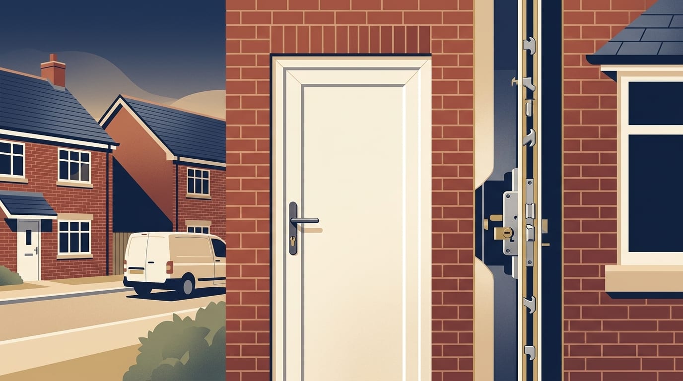 Illustration of a white uPVC front door